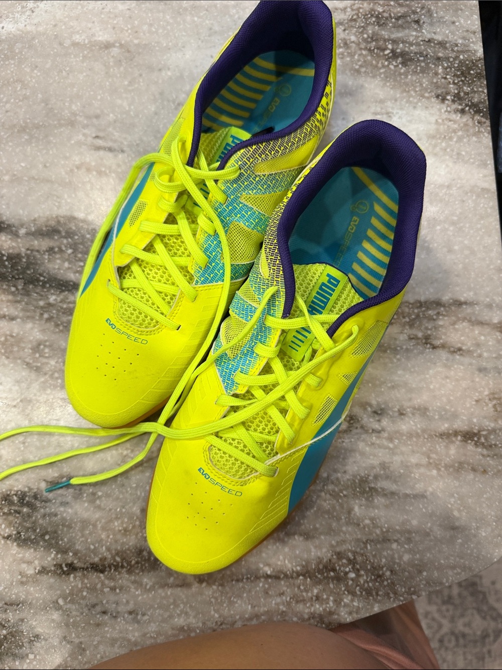 Puma Neon Yellow & Teal Indoor Soccer Shoes